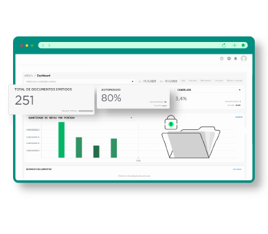 Plataforma digital Dootax para gestão de documentos fiscais e controle financeiro eficiente, com gráficos e funcionalidades de segurança avançada para empresas.